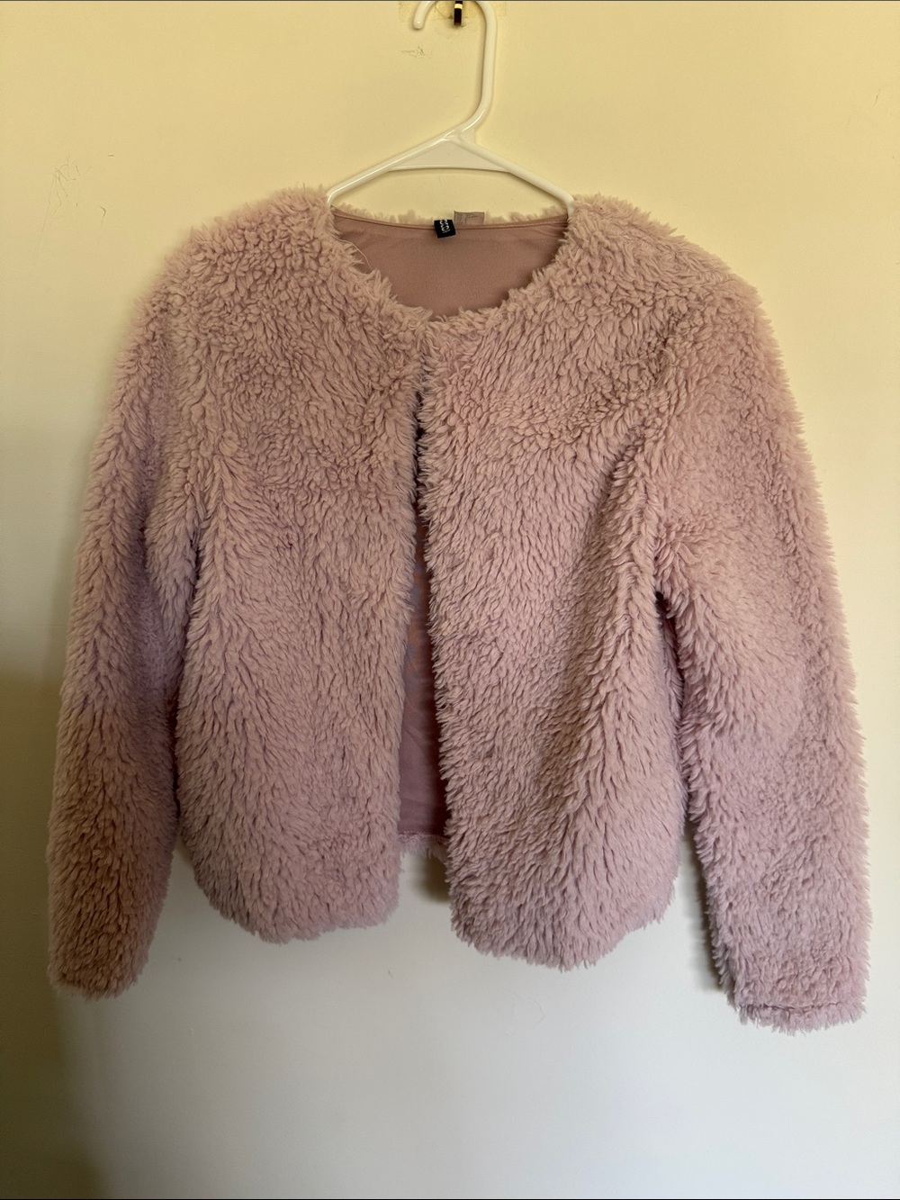 H&M Plush Teddy Jacket in Light Pink